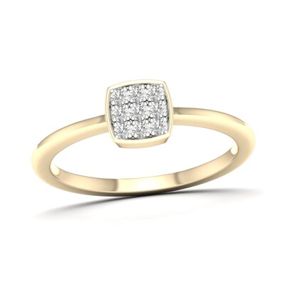 14K Gold Plated 1/10 CT. T.W. Lab-Grown Diamond Square Rounded Edge Ring
