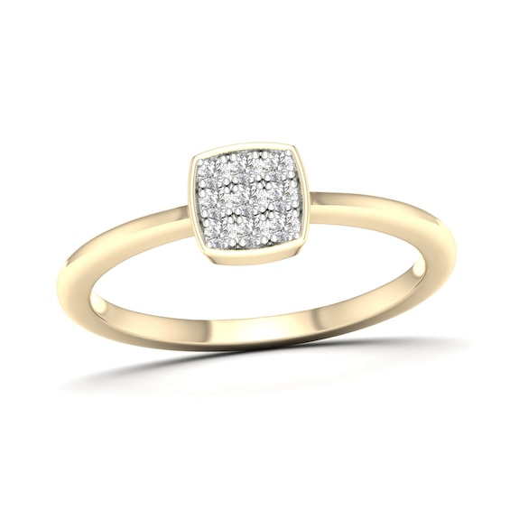 14K Gold Plated 1/10 CT. T.W. Lab-Grown Diamond Square Rounded Edge Ring