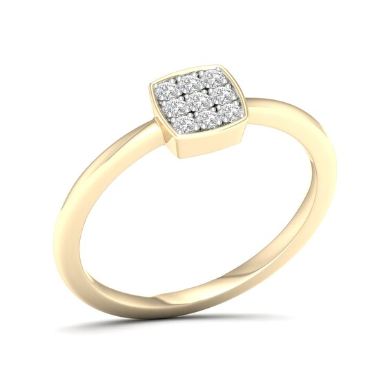 14K Gold Plated 1/10 CT. T.W. Lab-Grown Diamond Square Rounded Edge Ring