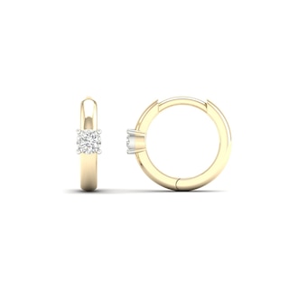 14K Gold Plated 1/10 CT. T.W. Lab-Grown Diamond Single Stone Huggie Hoops