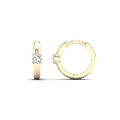 14K Gold Plated 1/10 CT. T.W. Lab-Grown Diamond Single Stone Huggie Hoops