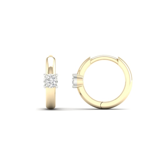 14K Gold Plated 1/10 CT. T.W. Lab-Grown Diamond Single Stone Huggie Hoops