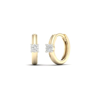 14K Gold Plated 1/10 CT. T.W. Lab-Grown Diamond Single Stone Huggie Hoops