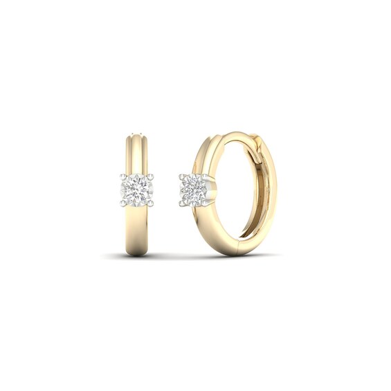 14K Gold Plated 1/10 CT. T.W. Lab-Grown Diamond Single Stone Huggie Hoops