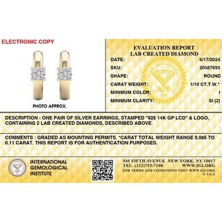 14K Gold Plated 1/10 CT. T.W. Lab-Grown Diamond Single Stone Huggie Hoops