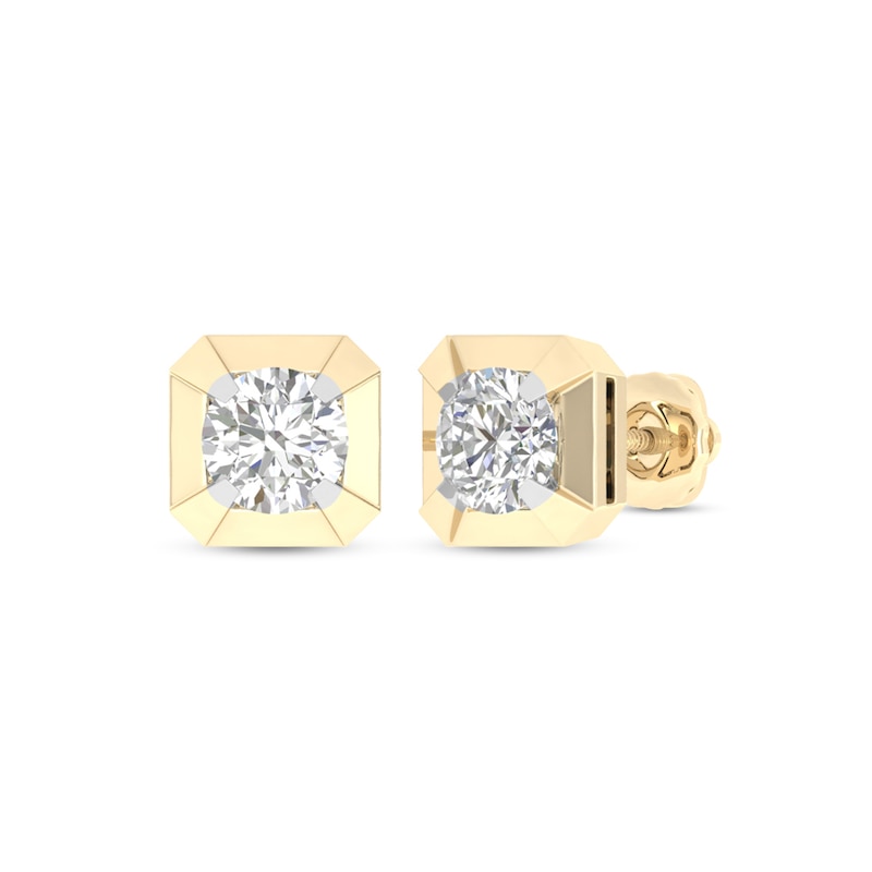 Main Image 2 of 14K Gold Plated 1 CT. T. Lab-Grown Diamond Diagonal Center Studs