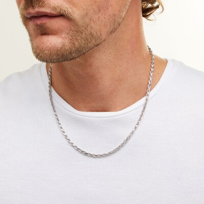 Sterling Silver Diamond-Cut Rope Chain Made in Italy