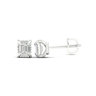 Sterling Silver 1/3 CT. TW. Emerald-Cut Lab-Grown Diamond Solitaire Studs