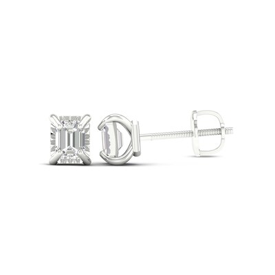 Sterling Silver 1/3 CT. TW. Emerald-Cut Lab-Grown Diamond Solitaire Studs