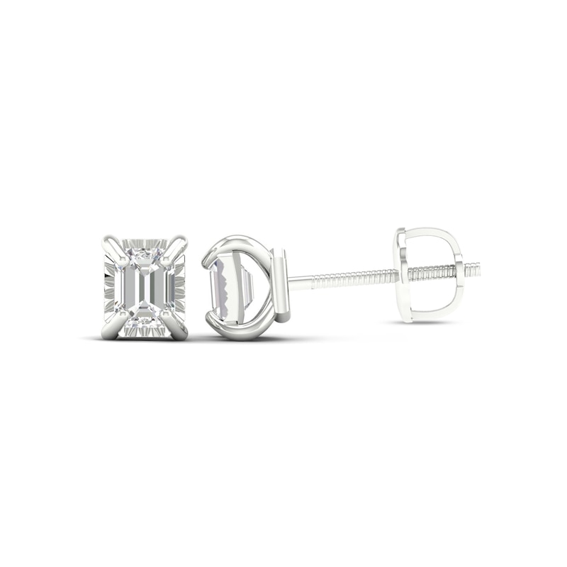 Sterling Silver 1/3 CT. TW. Emerald-Cut Lab-Grown Diamond Solitaire Studs