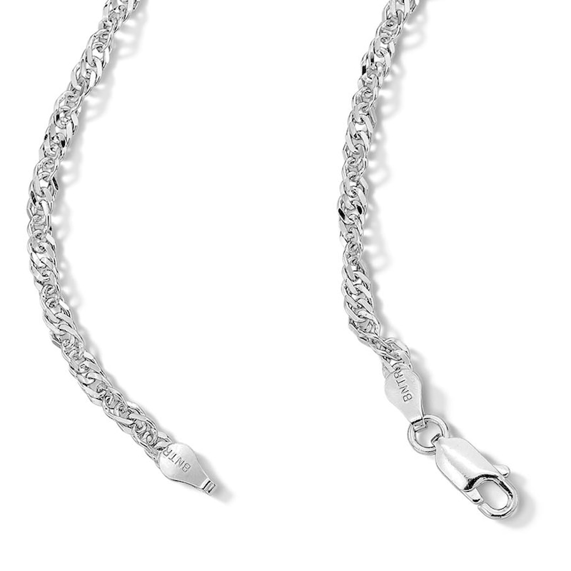 Main Image 3 of ​​​​​​​Sterling Silver Singapore Chain Made in Italy - 20&quot;