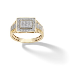 14K Gold Plated 1/4 CT. T.W. Diamond Layered Rectangular Ring
