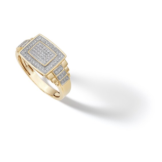 14K Gold Plated 1/4 CT. T.W. Diamond Layered Rectangular Ring