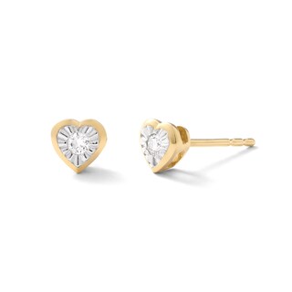 14K Gold Plated 1/10 CT. TW. Lab-Grown Diamond Small Heart Studs