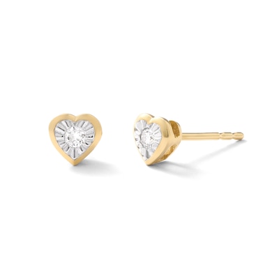 14K Gold Plated 1/10 CT. TW. Lab-Grown Diamond Small Heart Studs