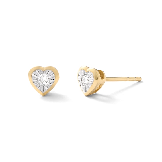 14K Gold Plated 1/10 CT. TW. Lab-Grown Diamond Small Heart Studs