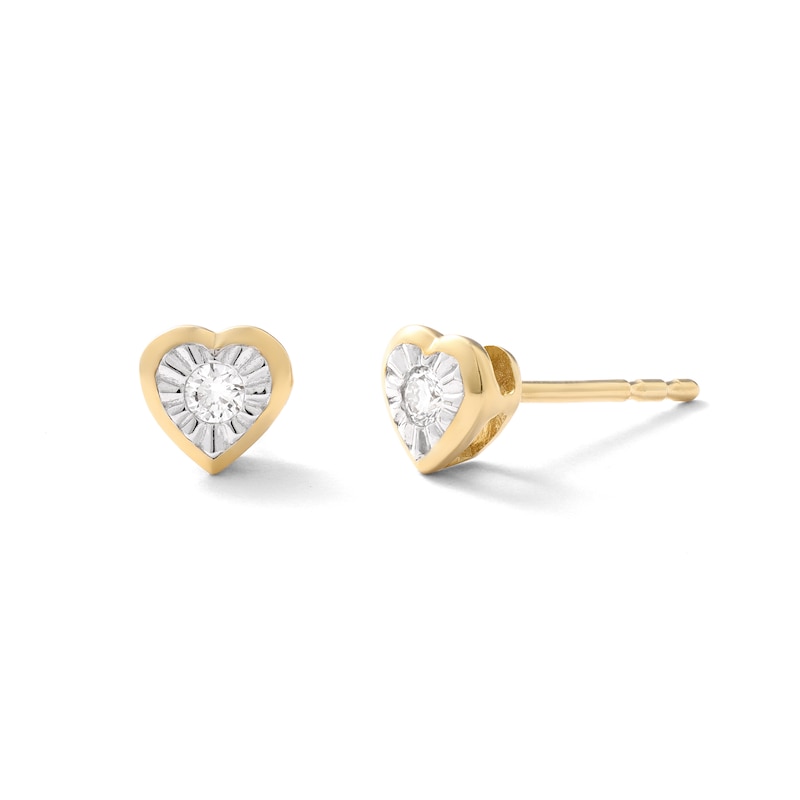 14K Gold Plated 1/10 CT. TW. Lab-Grown Diamond Small Heart Studs
