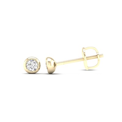 10K Solid Gold 1/10 CT. T.W. Lab-Grown Diamond Small Bezel Set Solitaire Studs