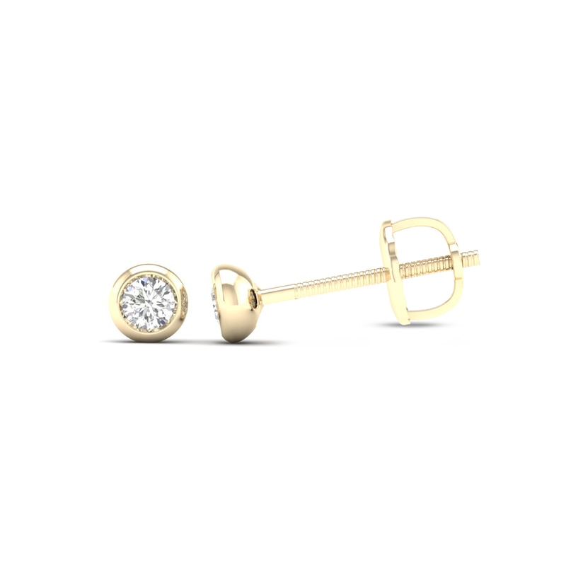 10K Solid Gold 1/10 CT. T.W. Lab-Grown Diamond Small Bezel Set Solitaire Studs