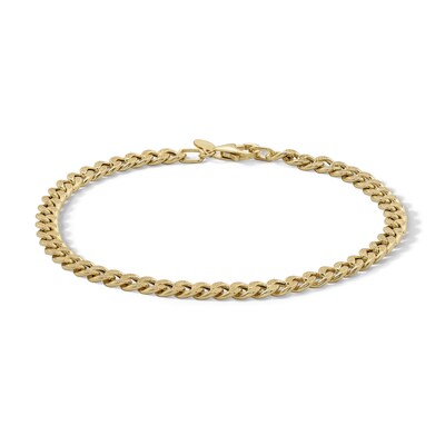 ​​​​​​​10K Hollow Gold Reversible Cuban Chain Bracelet Made in Italy - 7.5"