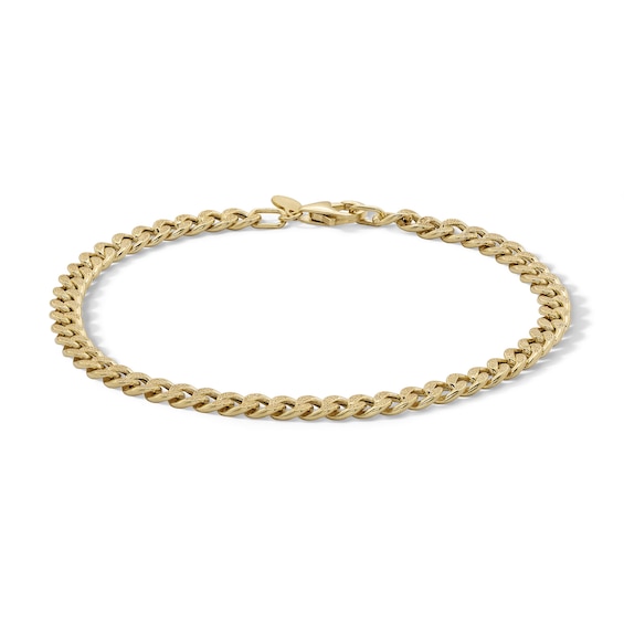 10K Hollow Gold Reversible Cuban Chain Bracelet Made in Italy - 7.5"