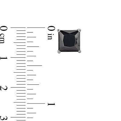 Sterling Silver CZ Black Square Solitaire Studs