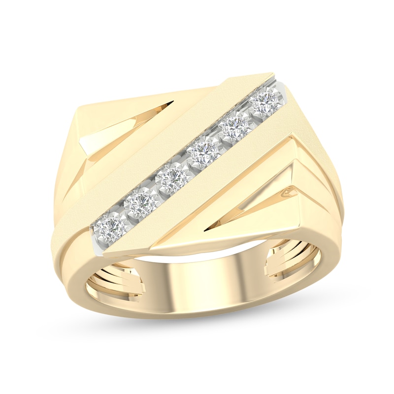 14K Gold Plated 1/10 CT. T.W. Lab-Grown Diamond Diagonal Ring
