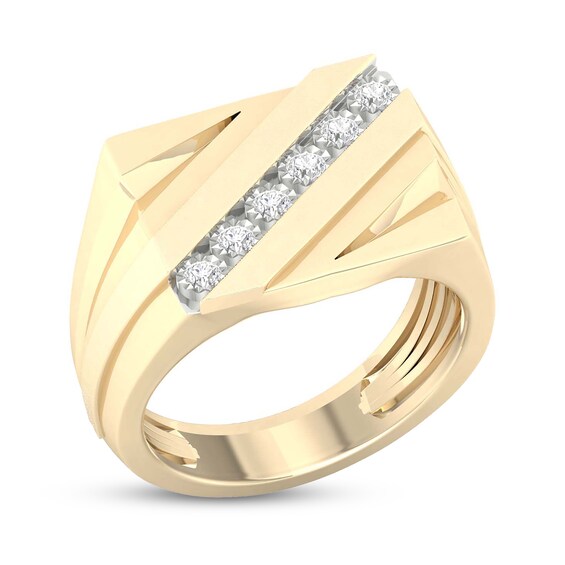 14K Gold Plated 1/10 CT. T.W. Lab-Grown Diamond Diagonal Ring