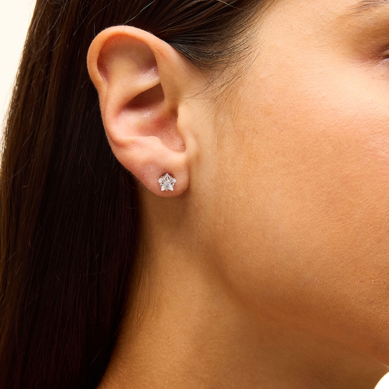 Main Image 2 of Sterling Silver CZ Star Studs