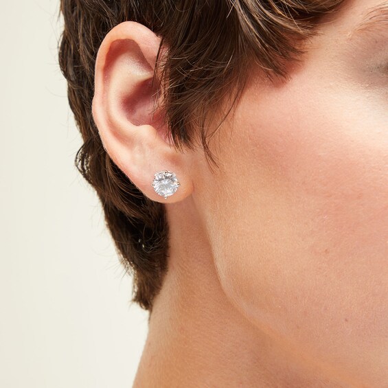 Sterling Silver CZ Round Solitaire Studs