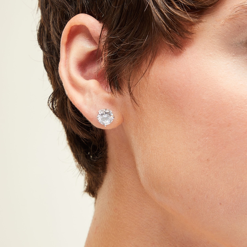 Main Image 2 of Sterling Silver CZ Round Solitaire Studs