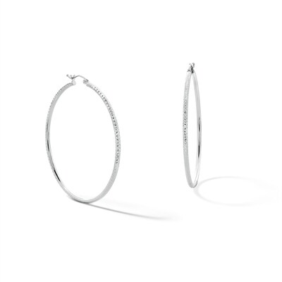 Sterling Silver Diamond-Cut Hollow Hoops