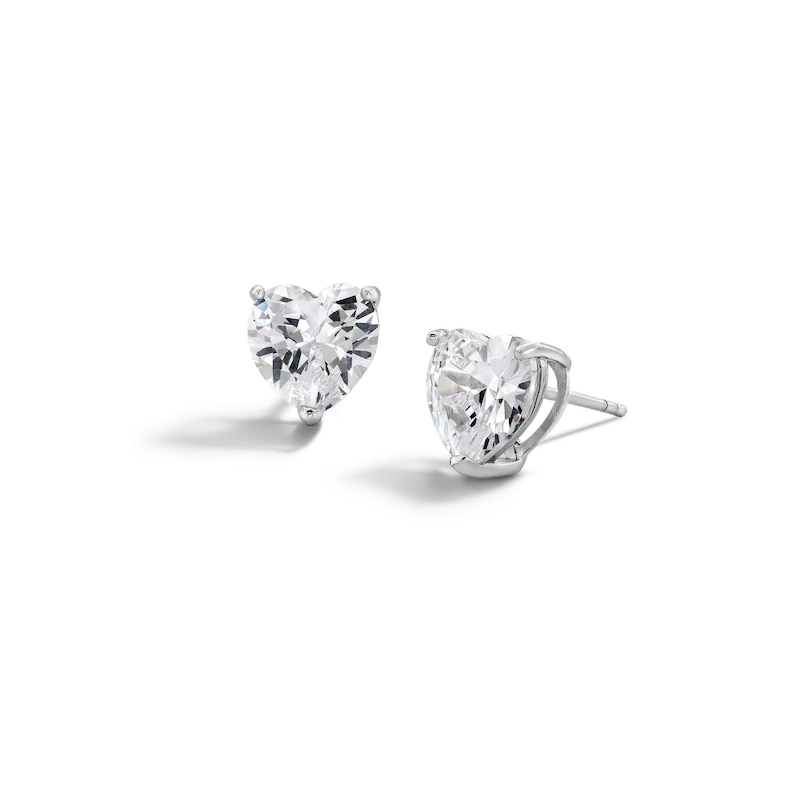 Sterling Silver CZ Heart Solitaire Studs