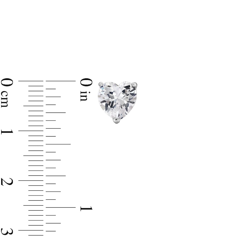 Main Image 3 of Sterling Silver CZ Heart Solitaire Studs