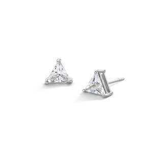 Sterling Silver CZ Trillion Solitaire Studs