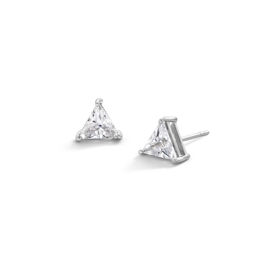 Sterling Silver CZ Trillion Solitaire Studs