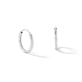 Sterling Silver Diamond-Cut Hollow Continuous Hoops