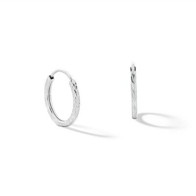 Sterling Silver Diamond-Cut Hollow Continuous Hoops