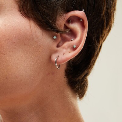 Sterling Silver Diamond-Cut Hollow Continuous Hoops
