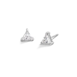 ​​​​​​​Sterling Silver CZ Trillion Solitaire Studs