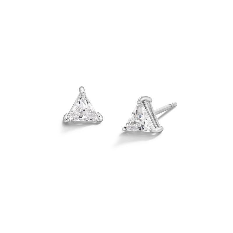 Main Image 1 of ​​​​​​​Sterling Silver CZ Trillion Solitaire Studs