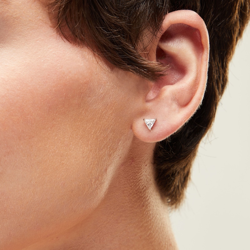 Main Image 2 of ​​​​​​​Sterling Silver CZ Trillion Solitaire Studs