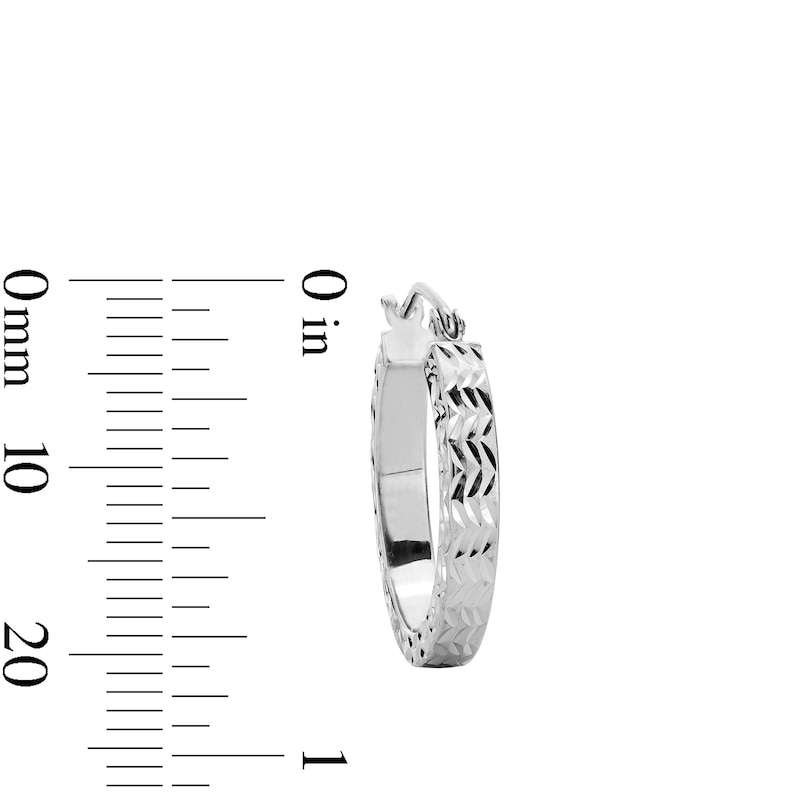 Main Image 3 of Sterling Silver Diamond-Cut Hoops
