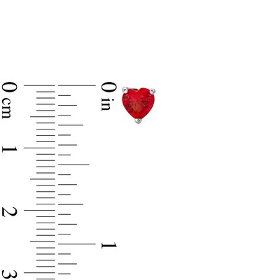Sterling Silver CZ Red Heart Solitaire Studs
