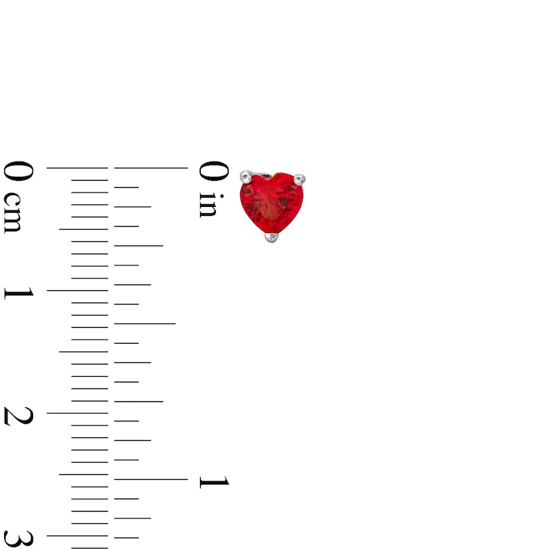 Main Image 3 of Sterling Silver CZ Red Heart Solitaire Studs