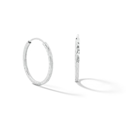 Sterling Silver Diamond-Cut Hollow Continuous Hoops