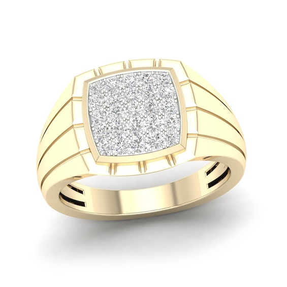14K Gold Plated 1/2 CT. T.W. Lab-Grown Diamond Square Frame Ring