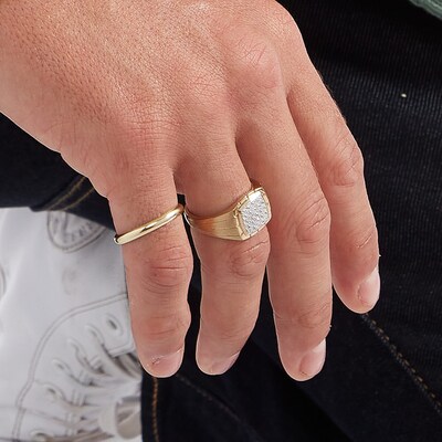14K Gold Plated 1/2 CT. T.W. Lab-Grown Diamond Square Frame Ring