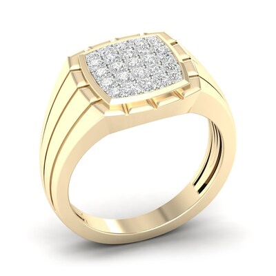14K Gold Plated 1/2 CT. T.W. Lab-Grown Diamond Square Frame Ring