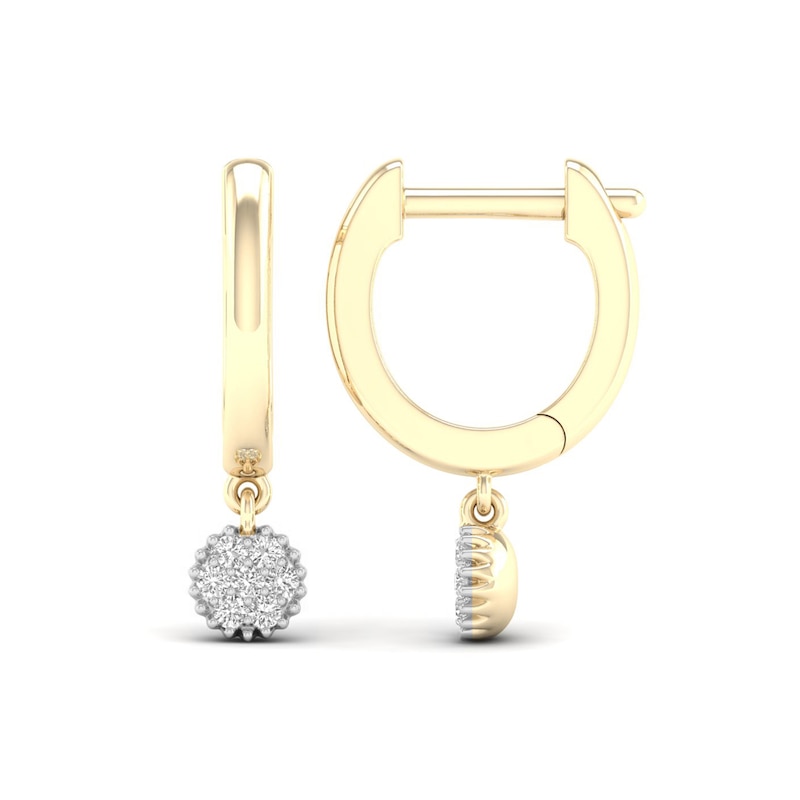 14K Gold Plated 1/10 CT. TW. Lab-Grown Diamond Dangle Huggie Hoops